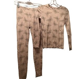 NWT PatPat Kids Girls Pajamas Long Sleeve Butterfly Print Sleepwear Set Size 12